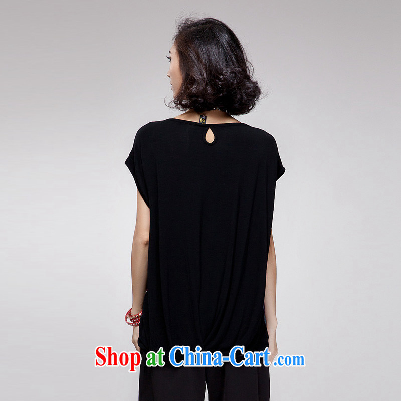 Coffee murmured the Code women 2015 summer new thick snow MM woven short sleeve shirt T shirt loose video thin 200 jack to wear head pattern black 3 XL, coffee murmured, shopping on the Internet