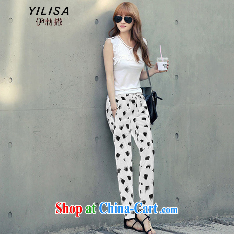 She sub-Saharan larger female summer Korean New floral pants thick mm summer relaxed, snow-woven pants girls take trousers castor leisure trousers Y 9069 black 5 XL, Ms. sub-Saharan (YILISA), online shopping