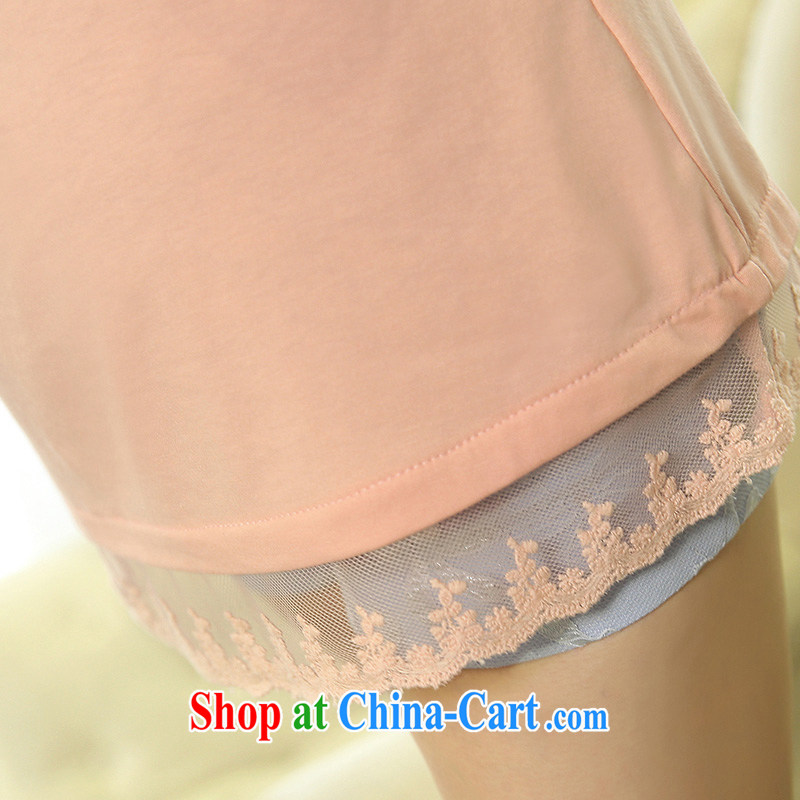 Morning would be 2015 summer New, and indeed increase, women with emphasis on cultivating mm video thin female lace stitching owl stamp short-sleeved T-shirt T-shirt woman white 2XL, morning, and shopping on the Internet
