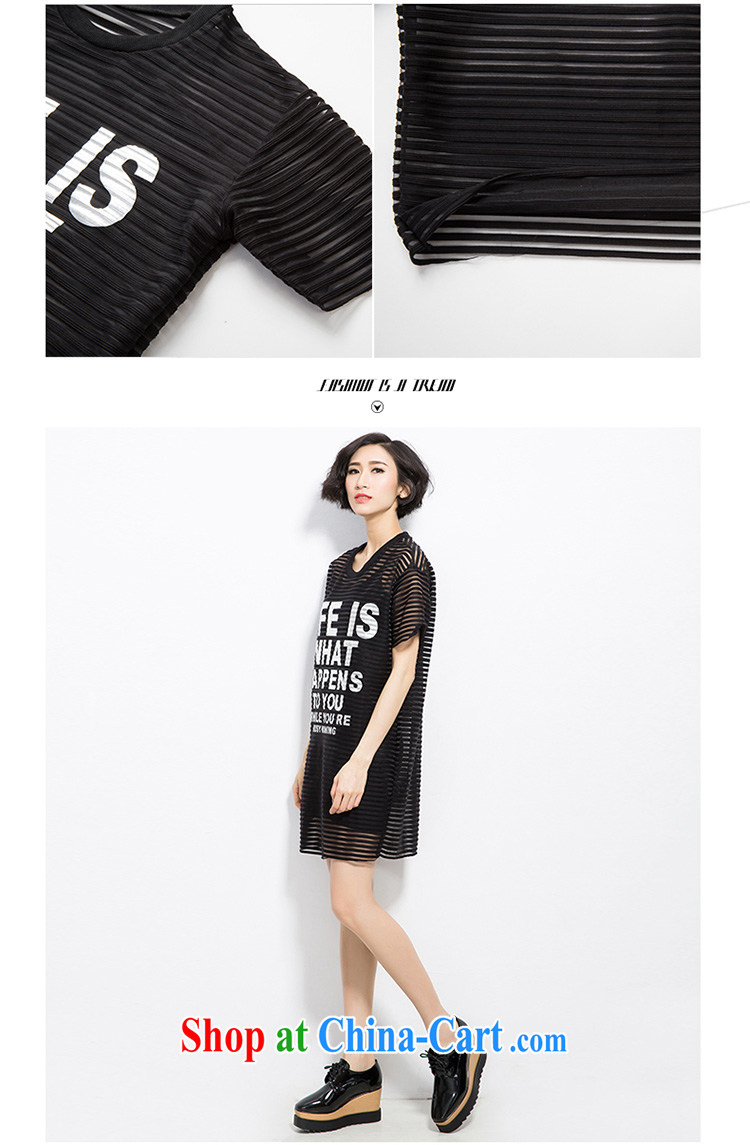Classes, Evelyn, 2015 spring and summer thick mm new, the United States and Europe, women stylish Openwork stripes letters two-piece short sleeve shirt T B 2252 black 2 XL pictures, price, brand platters! Elections are good character, the national distribution, so why buy now enjoy more preferential! Health