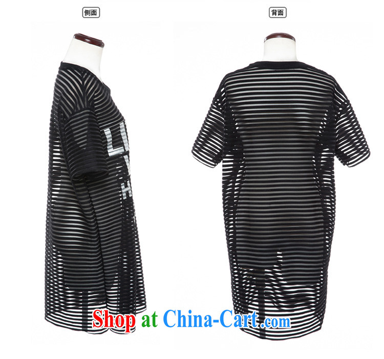 Classes, Evelyn, 2015 spring and summer thick mm new, the United States and Europe, women stylish Openwork stripes letters two-piece short sleeve shirt T B 2252 black 2 XL pictures, price, brand platters! Elections are good character, the national distribution, so why buy now enjoy more preferential! Health
