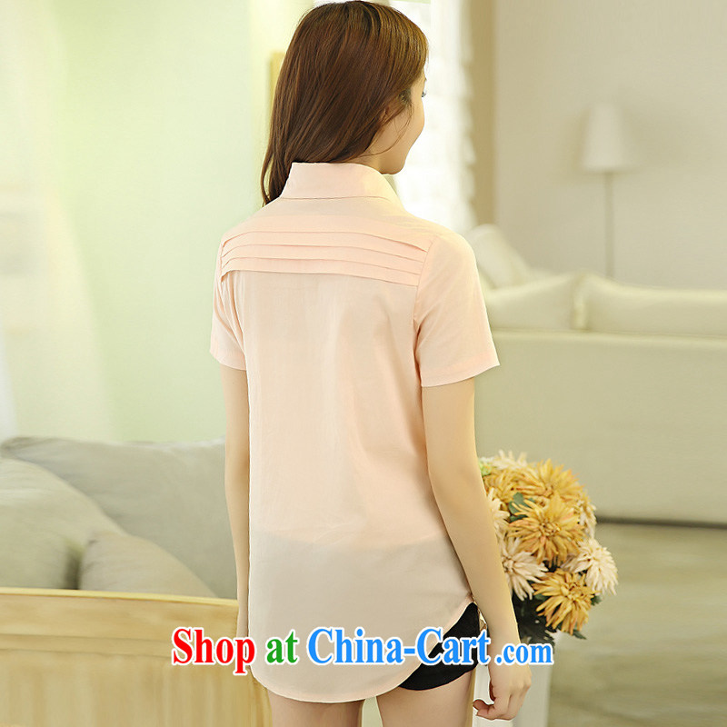 Morning would be the fat increase, women mm thick 2015 summer new Korean Beauty graphics thin cotton leisure occupational short-sleeved white shirt-sleeves shirt by red 6 XL, morning, and shopping on the Internet