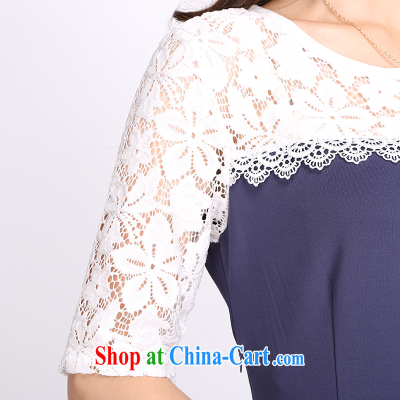Laurie flower, the Code women summer dresses Korean version is the increased emphasis on MM lace short sleeve graphics thin skirts 2116 Cape blue 5 XL, Shani Flower (Sogni D'oro), and, on-line shopping