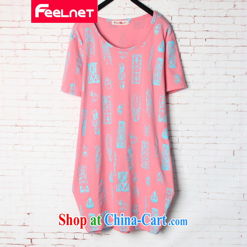 The feelnet code girl with thick mm summer new Korean version loose video thin, long, stamp duty short-sleeved T pension 1587 blue and purple 48 code/recommendations 80 - 130 kg, FeelNET, shopping on the Internet