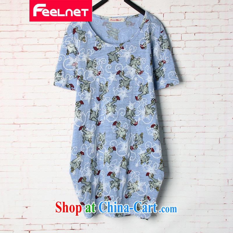 feelnet XL girls thick sister 2015 summer new Korean relaxed, long, short-sleeved shirt T 1588 gray 48 code/recommendations 80 - 130 kg, FeelNET, shopping on the Internet
