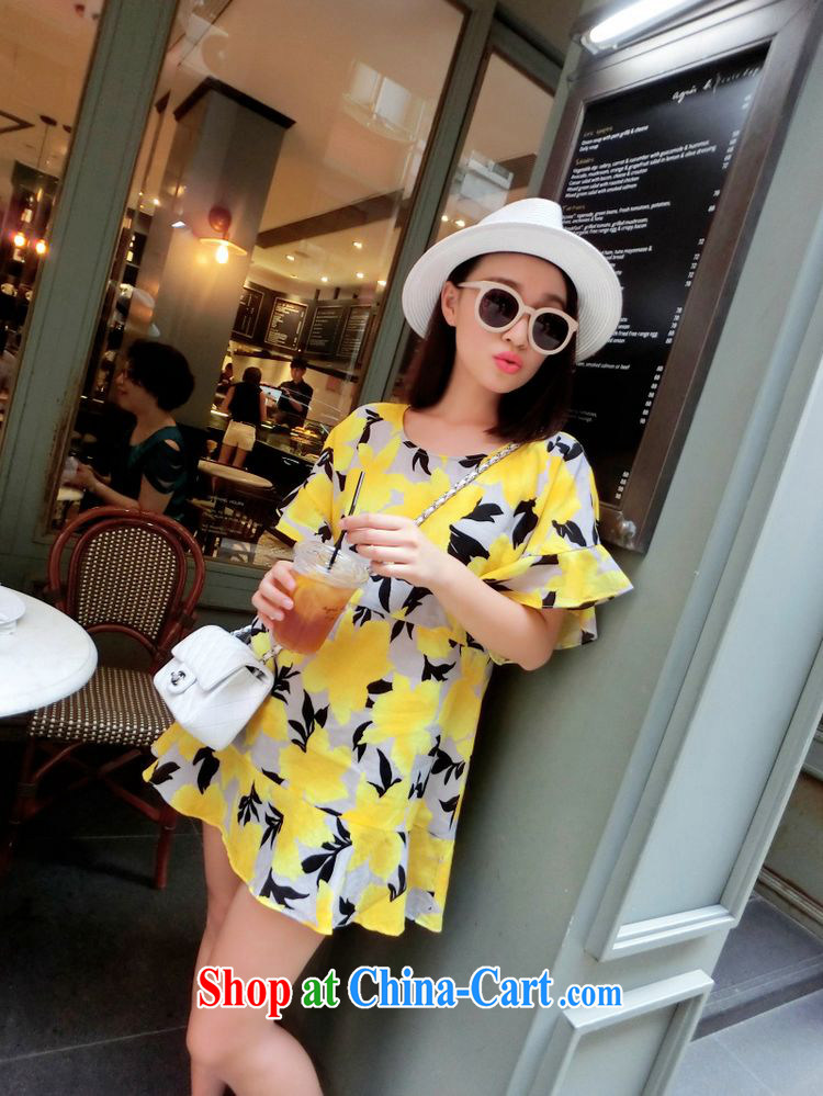 The sum 2015 summer Korean fresh large, female thick mm video thin loose doll dress 200 jack can be seen wearing a yellow XXXL pictures, price, brand platters! Elections are good character, the national distribution, so why buy now enjoy more preferential! Health