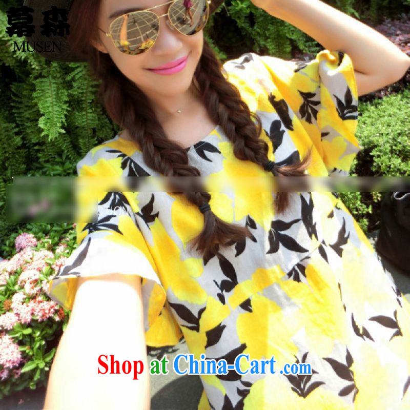 The sum 2015 summer Korean fresh and large, female thick mm video thin loose doll dress 200 jack can be seen wearing a yellow XXXL, Sum, and shopping on the Internet