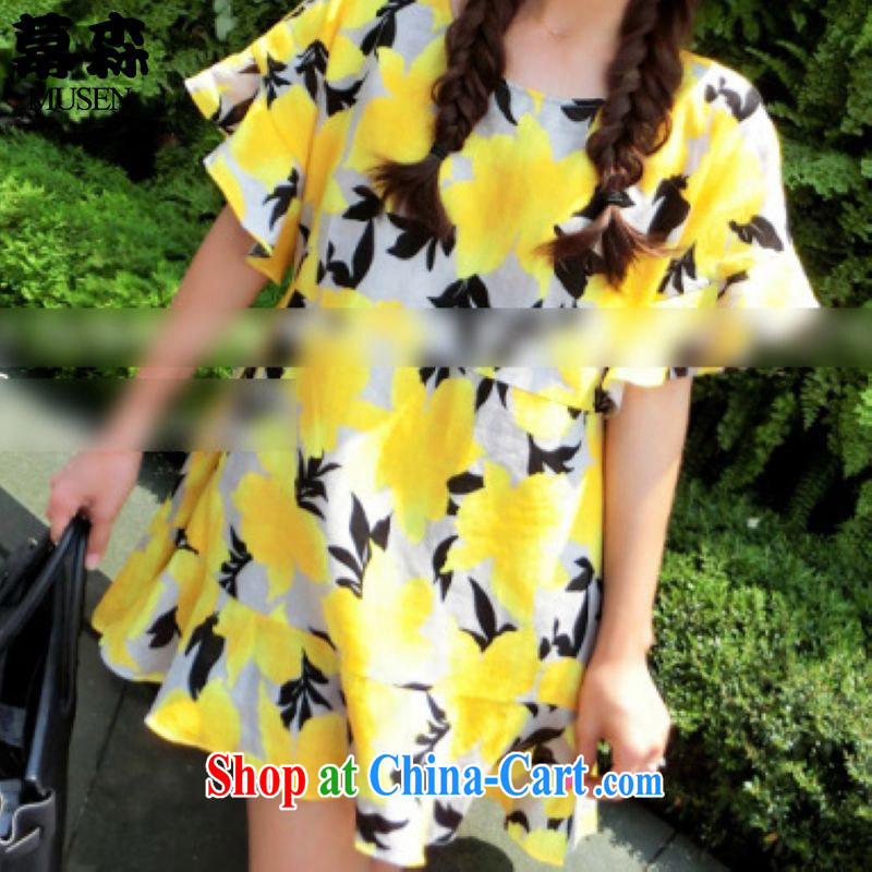 The sum 2015 summer Korean fresh and large, female thick mm video thin loose doll dress 200 jack can be seen wearing a yellow XXXL, Sum, and shopping on the Internet