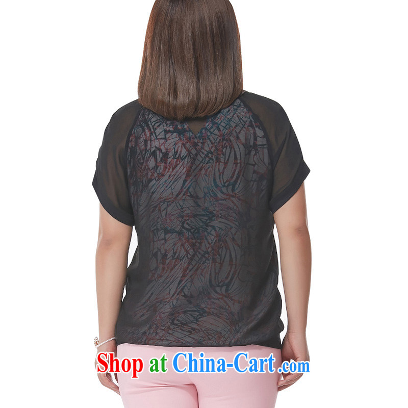 MSSHE XL girls 2015 new summer leave of two part stitching stamp duty, cotton snow woven shirts 4489 black 3 XL, Msshe, shopping on the Internet