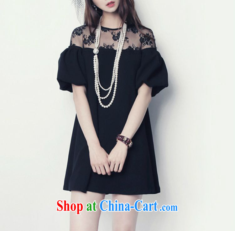 The sum 2015 Summer in Europe and America, the female Summer Language empty sexy lace stitching short-sleeved round-collar dress 200 jack to wear black XXXL pictures, price, brand platters! Elections are good character, the national distribution, so why buy now enjoy more preferential! Health