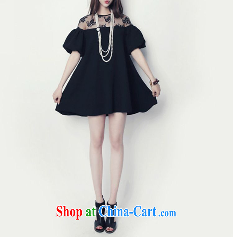 The sum 2015 Summer in Europe and America, the female Summer Language empty sexy lace stitching short-sleeved round-collar dress 200 jack to wear black XXXL pictures, price, brand platters! Elections are good character, the national distribution, so why buy now enjoy more preferential! Health