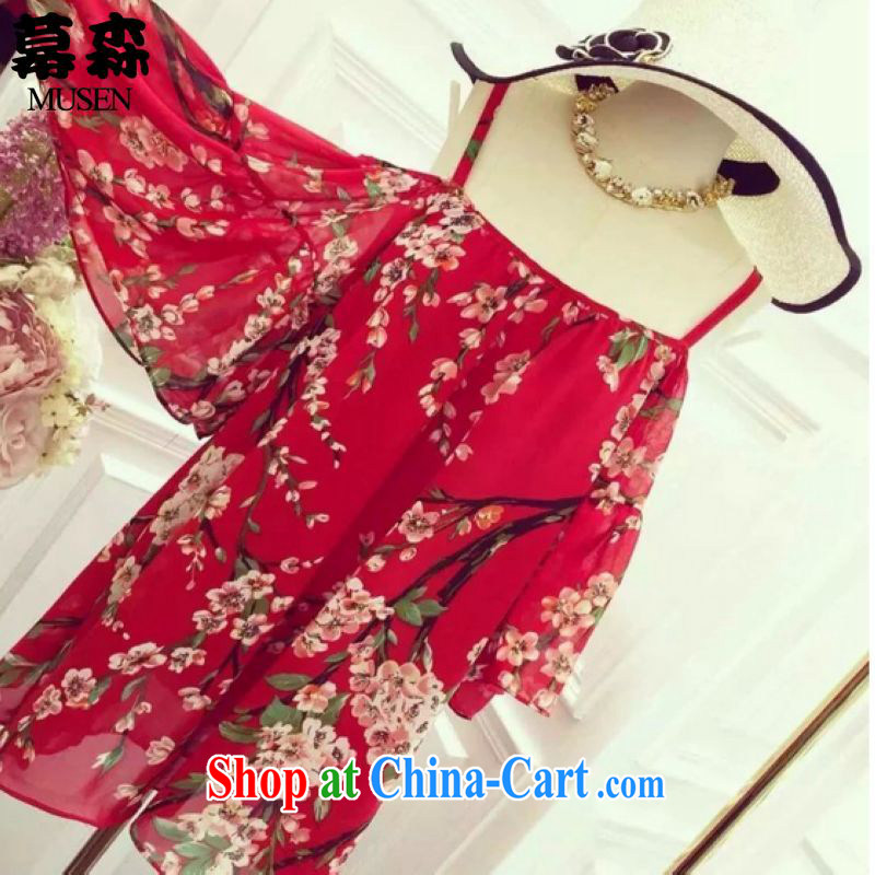 The sum 2015 summer Korean sexy bare shoulders thick mm video thin dresses larger debris Flower Snow woven strap with skirt video thin 200 jack can be seen wearing a red XXXL, Sum, and shopping on the Internet