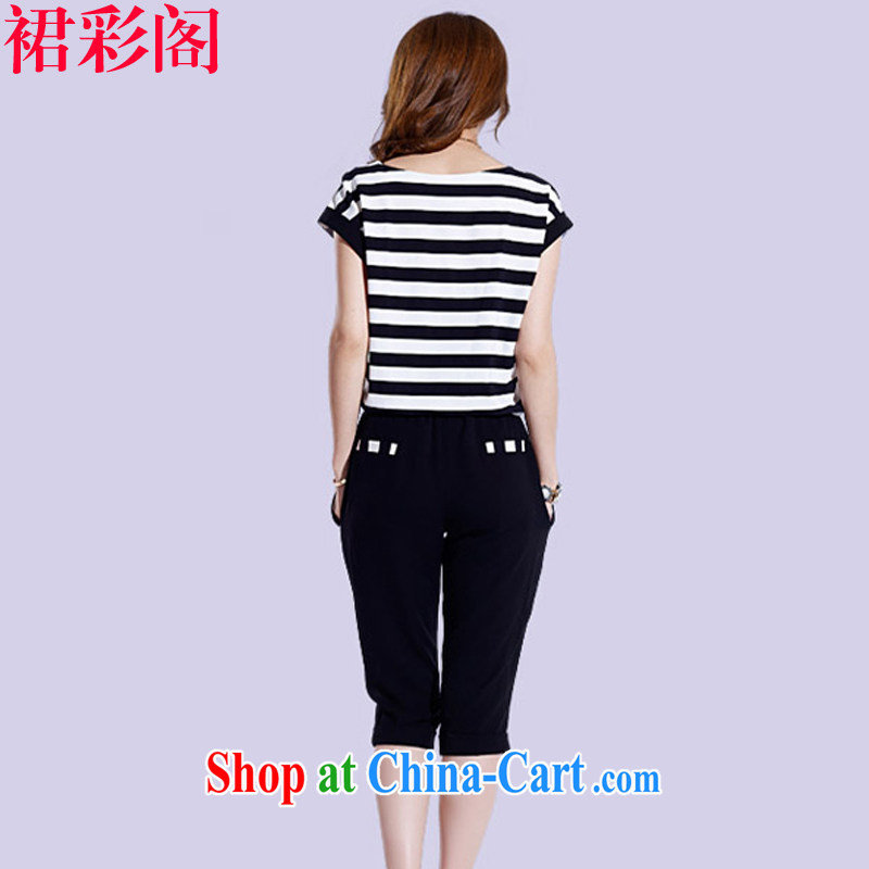 Skirt color streaks cabinet Korean short-sleeve Leisure and Sports Kit 5832 black-and-white striped short L, skirt color pavilion, shopping on the Internet