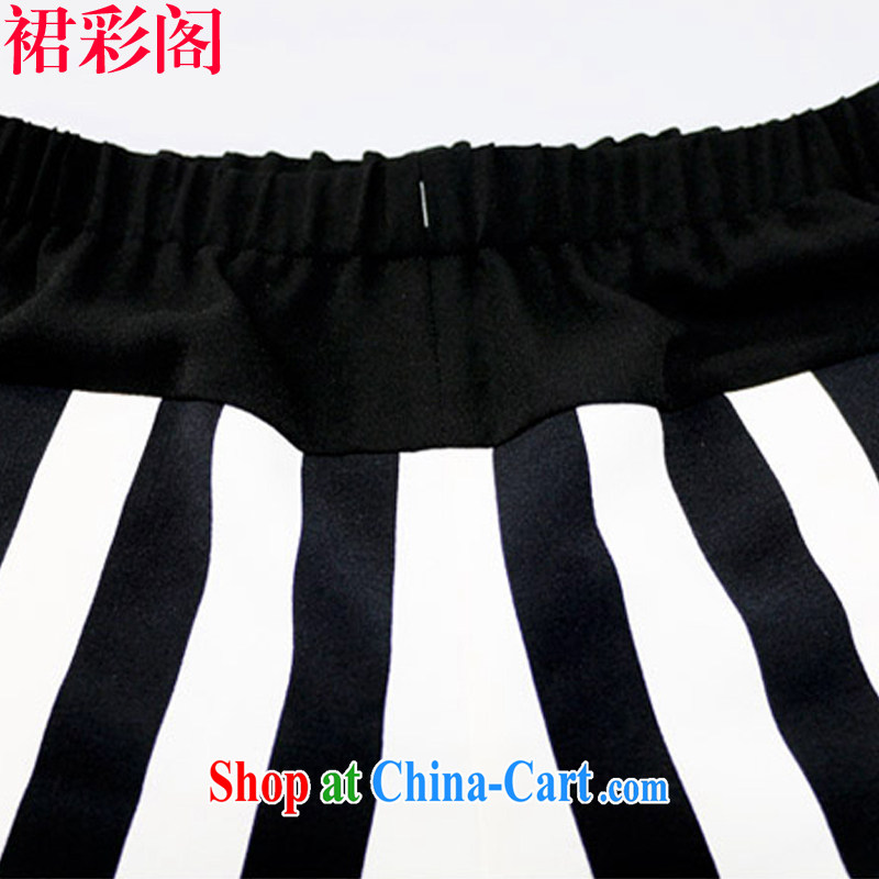 Skirt color streaks cabinet Korean short-sleeve Leisure and Sports Kit 5832 black-and-white striped short L, skirt color pavilion, shopping on the Internet