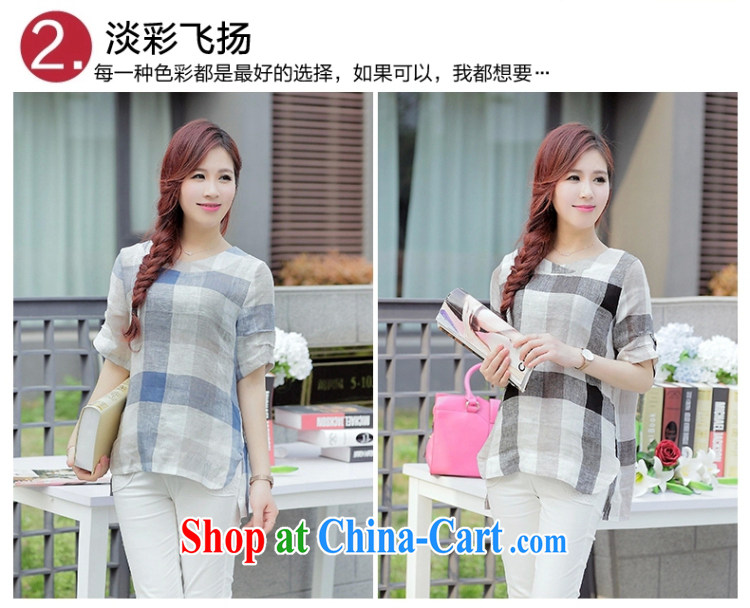 Amy covered by summer 2015 with the Code loose linen tartan shirt girls summer Korean Beauty round-collar cotton Ma T-shirts blouses gray XXL pictures, price, brand platters! Elections are good character, the national distribution, so why buy now enjoy more preferential! Health