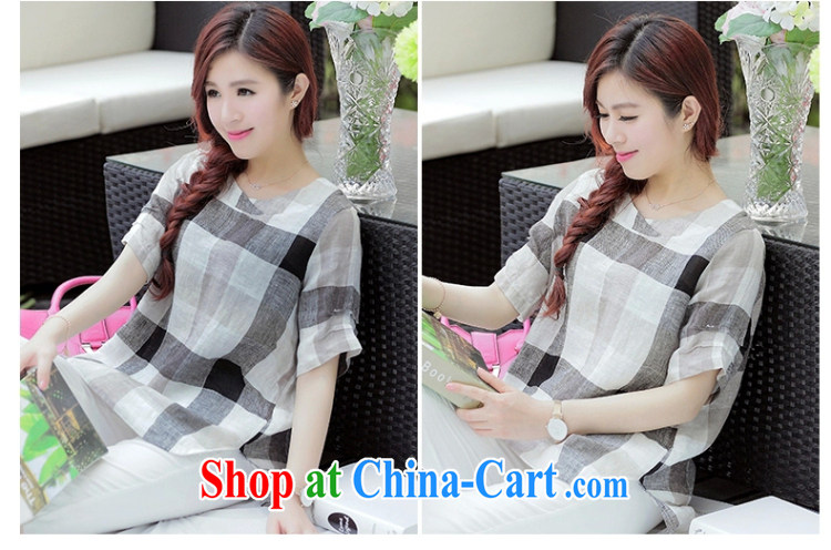 Amy covered by summer 2015 with the Code loose linen tartan shirt girls summer Korean Beauty round-collar cotton Ma T-shirts blouses gray XXL pictures, price, brand platters! Elections are good character, the national distribution, so why buy now enjoy more preferential! Health