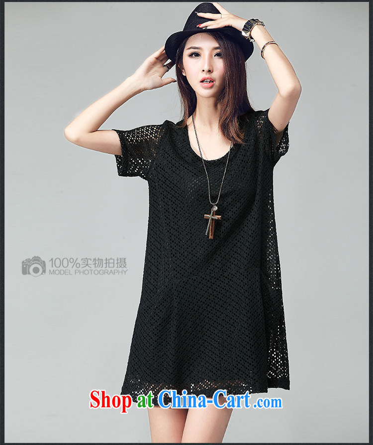 Elizabeth's Kosovo's new summer, large, female fashion style woven embroidery Openwork grid loose round-collar short-sleeve thick mm dresses D 2035 black 4XL pictures, price, brand platters! Elections are good character, the national distribution, so why buy now enjoy more preferential! Health