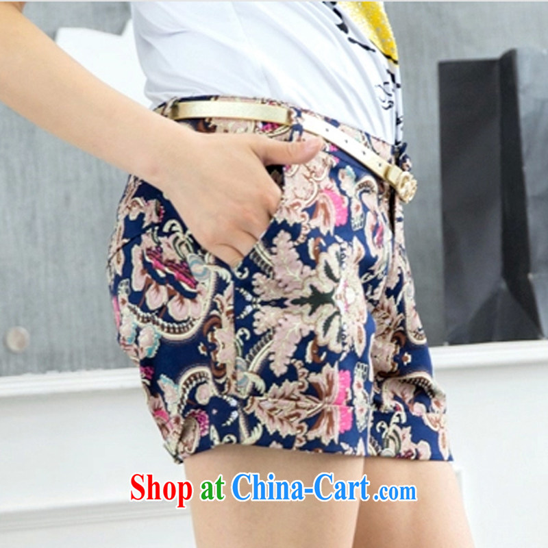The XL girls thick mm summer 2015 new the obese sister graphics thin stretch short pants leisure 100 cultivating ground stamp hot pants stitching thick mm Map Color 6 XL, BS, shopping on the Internet