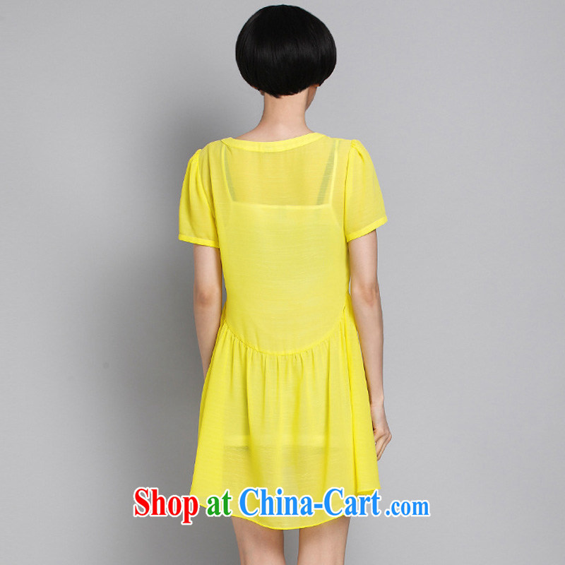 Mephidross economy honey, 200 jack is indeed the XL girls with thick mm summer new thick sister short-sleeve stylish and simple snow-woven dresses 5XL, 2883 yellow 5 XL (180 - 200 ) jack Mephitic economy honey (MENTIMISI), online shopping