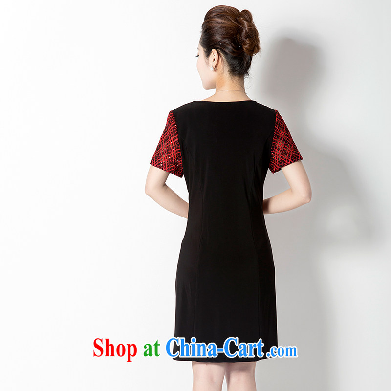 High quality middle-aged ladies dress gold embroidery hot drill 2015 summer new, rich MOM load the code middle-aged and older women with short-sleeved dresses gold XXXXL, Kim Ho-ad, shopping on the Internet