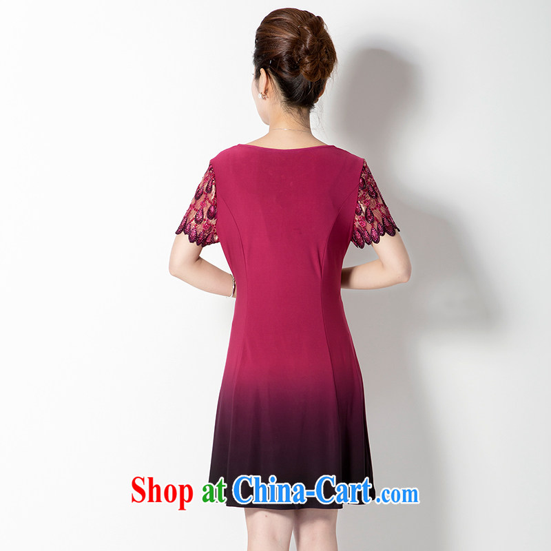 Summer 2015 exclusive women's clothing dresses larger summer, older women wedding wedding mom with short-sleeved dresses lace inserts drill dresses gradient XXL, Kim Ho-ad, and, on-line shopping