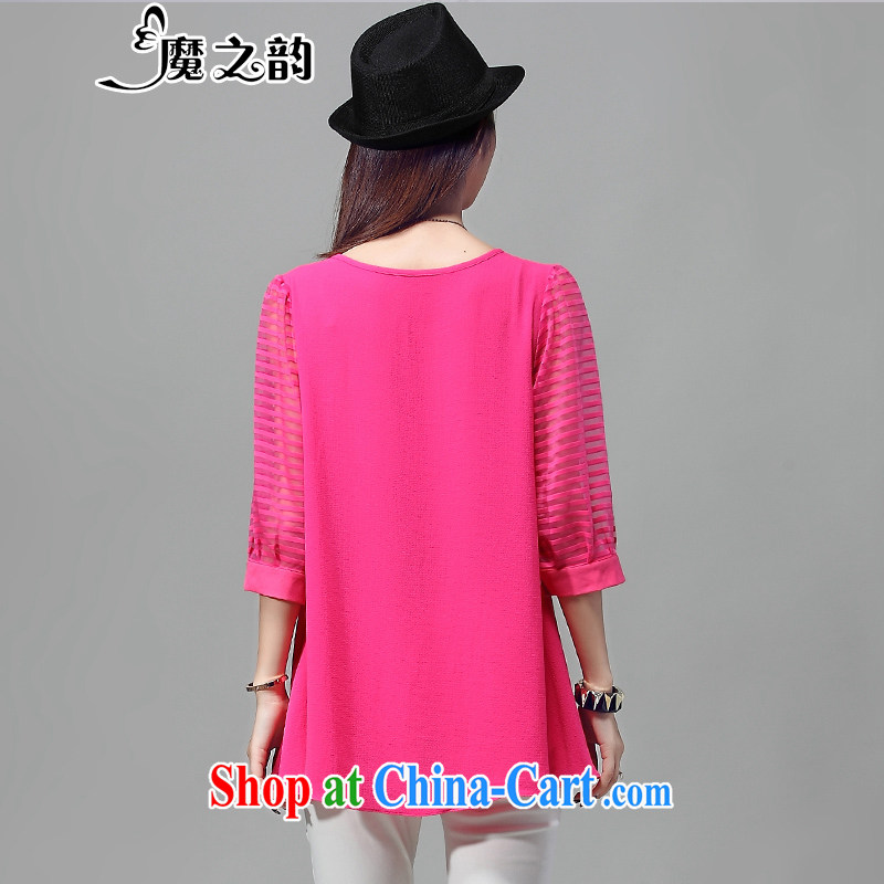 Magic of the 2015 summer new fat people, female video thin, relaxed lounge in the cuff root yarn T-shirt T pension of 85,013 red XXXL, magic of the Rhine, and shopping on the Internet