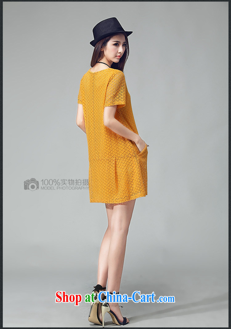Cheuk-yan Yi-lai shadow the Code women 2015 summer Korean version of the new Leisure simple plain colored short-sleeved embroidery Openwork graphics thin dresses 2035 Kang yellow 4 XL pictures, price, brand platters! Elections are good character, the national distribution, so why buy now enjoy more preferential! Health