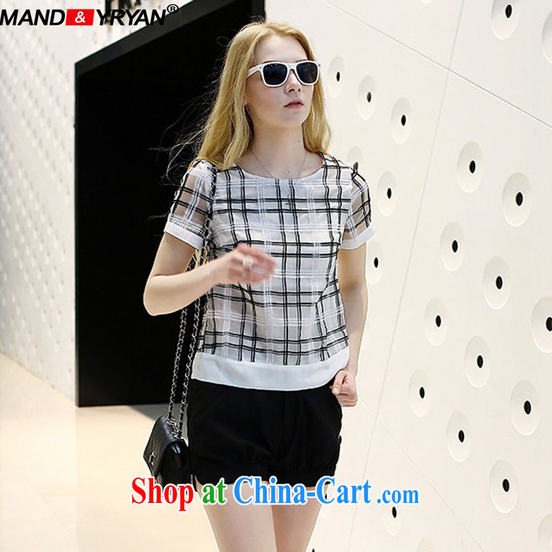 Romantic, Ryan, new 200 Jack The Code women summer is the increased emphasis on MM loose checked short-sleeved T shirt + Black shorts as MDR XXXXXL 1930