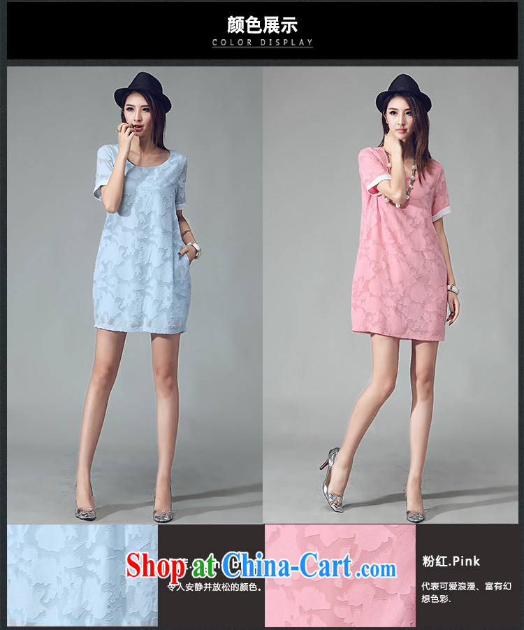 Cheuk-yan Yi Lai film 2015 summer new stylish small new definition Peony jacquard solid color simple code female thick MM short-sleeved dresses 2031 light blue XL pictures, price, brand platters! Elections are good character, the national distribution, so why buy now enjoy more preferential! Health