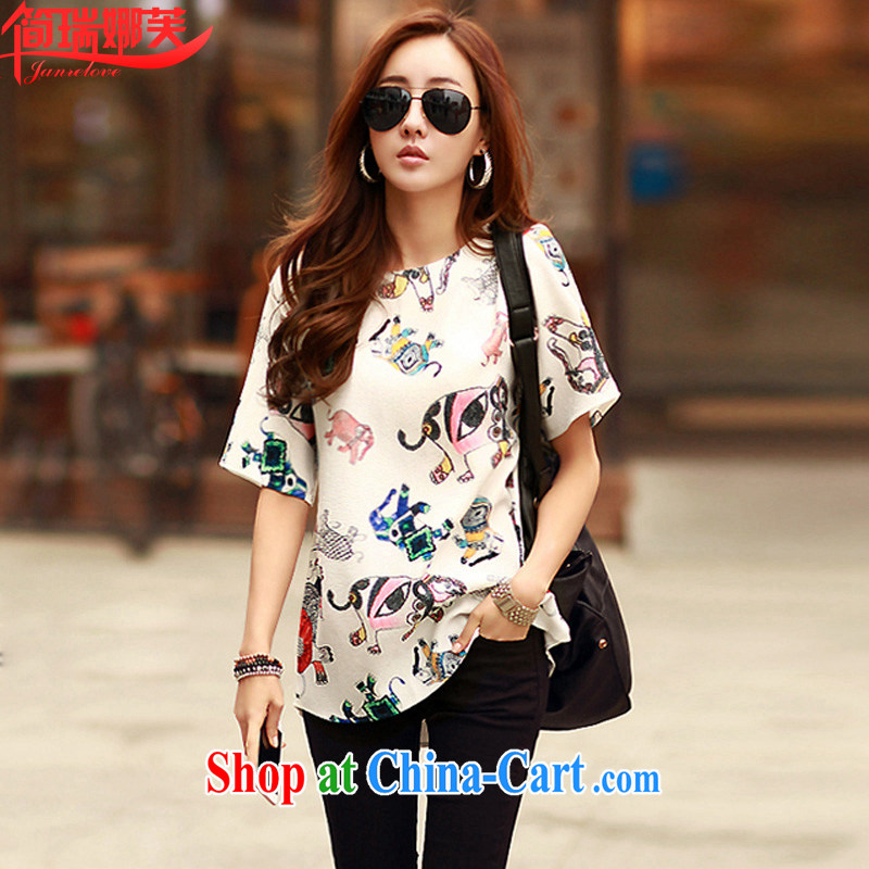 In short, would be the 2015 summer new Korean fashion loose larger blouses snow woven shirts stamp short-sleeved thick sister T shirts women 8112 4 suit XL