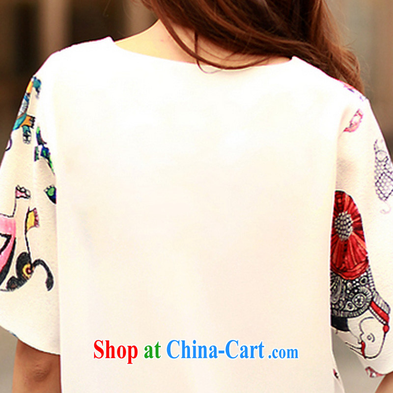 In short, would be the 2015 summer new Korean fashion loose the code blouses snow woven shirts stamp duty short-sleeved thick sister T-shirt women 8112 4 suit XL, in short, would be (Janrelove), online shopping