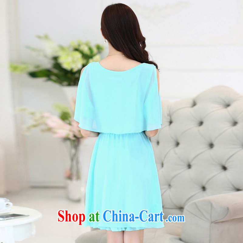 In short, people would be won by 2015 summer edition new style women's clothing thick MM larger graphics thin short-sleeved snow-woven dresses women 8109 light blue 3 XL, in short, would be (Janrelove), online shopping