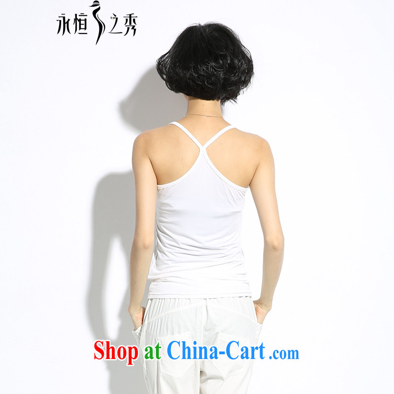 Eternal show the code female strap with small vest 2015 summer new thick mm video thin 100 ground in short, cotton short, comfortable, breathable solid shirt vest white 2 XL, eternal, and the show, and shopping on the Internet