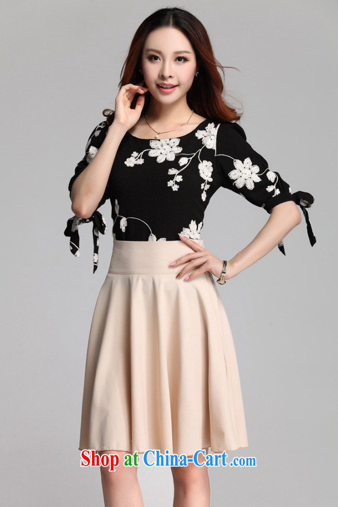 The 2015 new summer dresses and indeed XL embroidery stamp two-piece body skirts, sleeves shirt T career ladies dress set mm thick apricot shirt XXL back 2 feet 5 pictures, price, brand platters! Elections are good character, the national distribution, so why buy now enjoy more preferential! Health