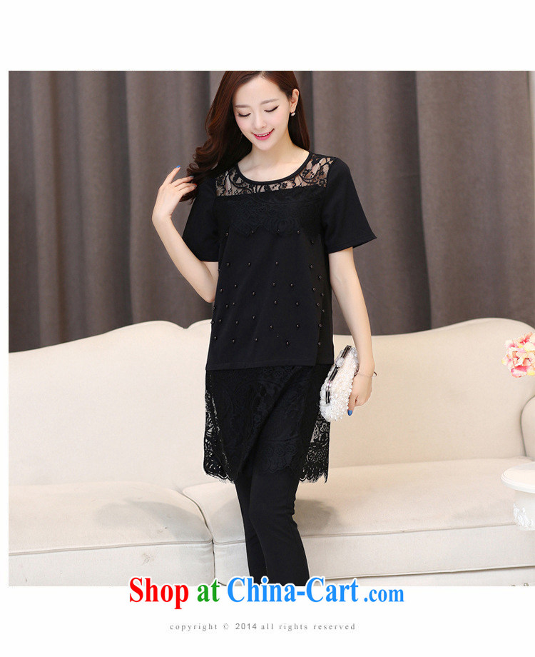 M 姂 2015 summer new, larger female 100 ground loose lace spell series dress 2195 black XXL pictures, price, brand platters! Elections are good character, the national distribution, so why buy now enjoy more preferential! Health