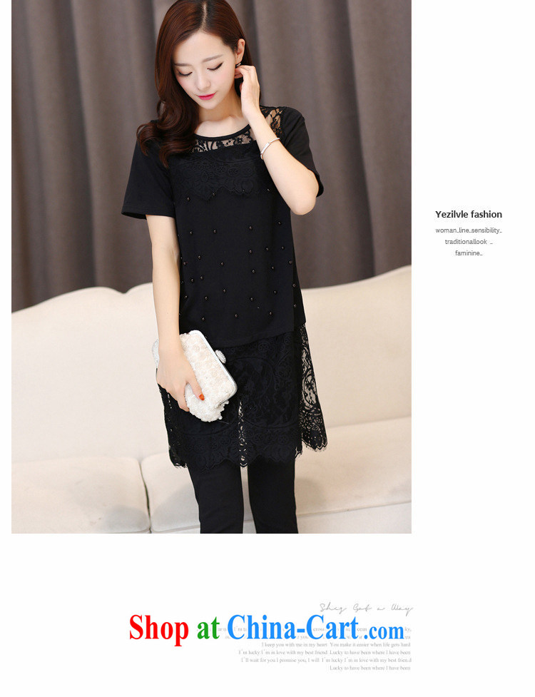 M 姂 2015 summer new, larger female 100 ground loose lace spell series dress 2195 black XXL pictures, price, brand platters! Elections are good character, the national distribution, so why buy now enjoy more preferential! Health