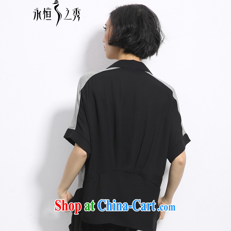 Summer 2015 mm thick new Korean version the Code women with stylish retro small lapel loose video thin T Pension spent gray 3 XL, eternal, and the show, and online shopping