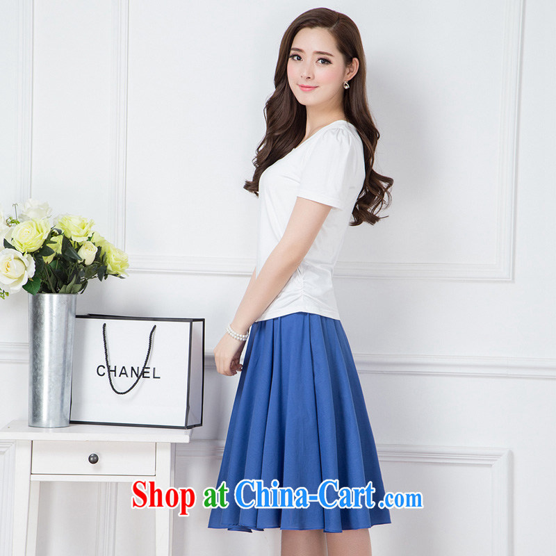 Benefit from welcoming friends 2015 summer new, larger female lace 3 piece set, long, Bohemian Kit skirt dresses blue XXXL and friends benefit from favorable (HYX), online shopping