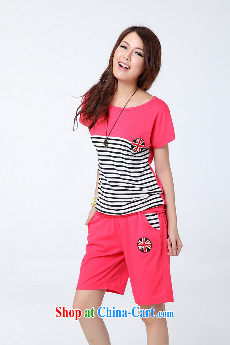 2015 new thick MM larger women sport and leisure 5 pants stylish short-sleeve shorts package students Korean version of the greater code graphics thin stripes sports round-collar Kit watermelon red 4XL recommendations 145 - 165 jack pictures, price, brand platters! Elections are good character, the national distribution, so why buy now enjoy more preferential! Health