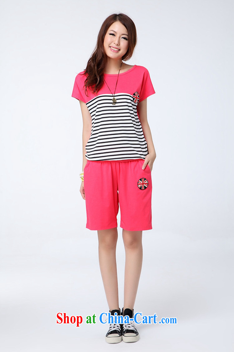 2015 new thick MM larger women sport and leisure 5 pants stylish short-sleeve shorts package students Korean version of the greater code graphics thin stripes sports round-collar Kit watermelon red 4XL recommendations 145 - 165 jack pictures, price, brand platters! Elections are good character, the national distribution, so why buy now enjoy more preferential! Health