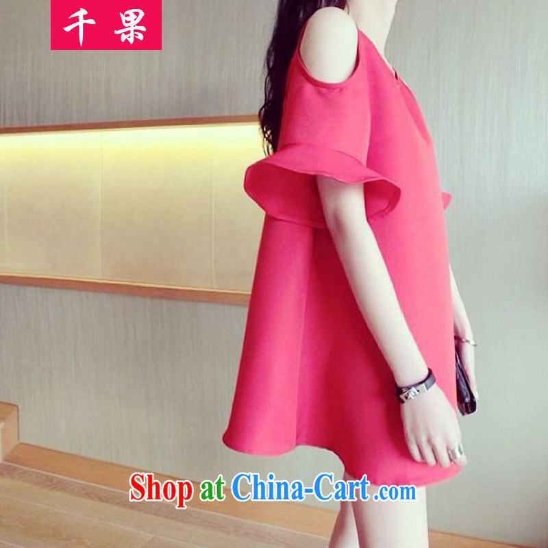 1000 fruit snow-woven dresses summer 2015 new Korean version your shoulders relaxed graphics thin thick MM 200 jack and indeed increase, female short skirts of 0824 red 5 XL, 1000 fruit (QIANGUO), online shopping
