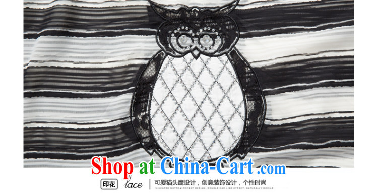 Eternal show the code women summer 2015 New T pension thick mm thick, graphics thin, Korean stylish black-and-white striped owl stamp bat sleeves T-shirt black 3 XL pictures, price, brand platters! Elections are good character, the national distribution, so why buy now enjoy more preferential! Health