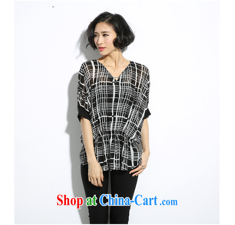 Eternal show the code women mm thick summer new Snow woven shirts thick sister fat, video thin, Korean V for black and white plaid print the waist relaxed T-shirt black 2XL pictures, price, brand platters! Elections are good character, the national distribution, so why buy now enjoy more preferential! Health