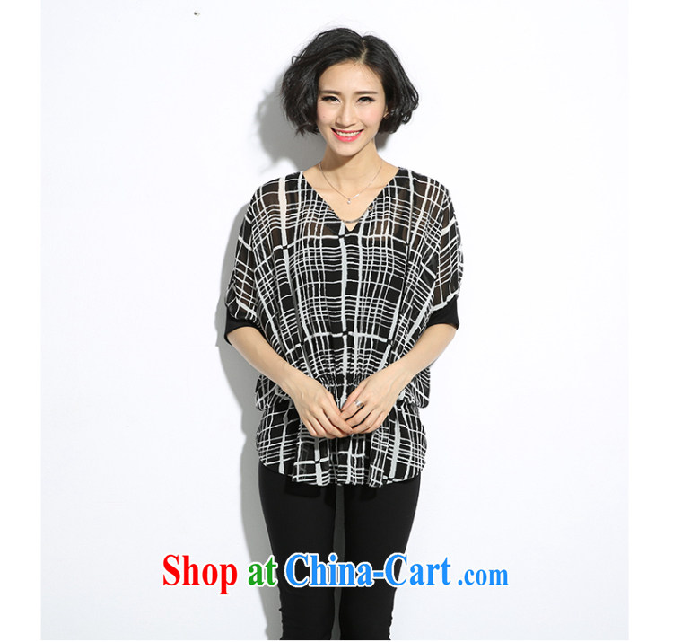 Eternal show the code women mm thick summer new Snow woven shirts thick sister fat, video thin, Korean V for black and white plaid print the waist relaxed T-shirt black 2XL pictures, price, brand platters! Elections are good character, the national distribution, so why buy now enjoy more preferential! Health