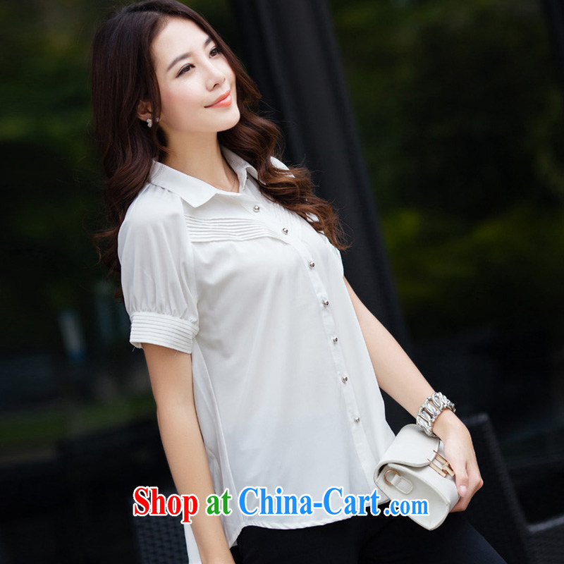 Sophie sponsors the ventricular hypertrophy, 2015 with new female occupational OL Solid Color lace stitching shirt snow woven shirts girls summer short-sleeved 2261 white 4XL, Sophie (ROULAN), and, on-line shopping