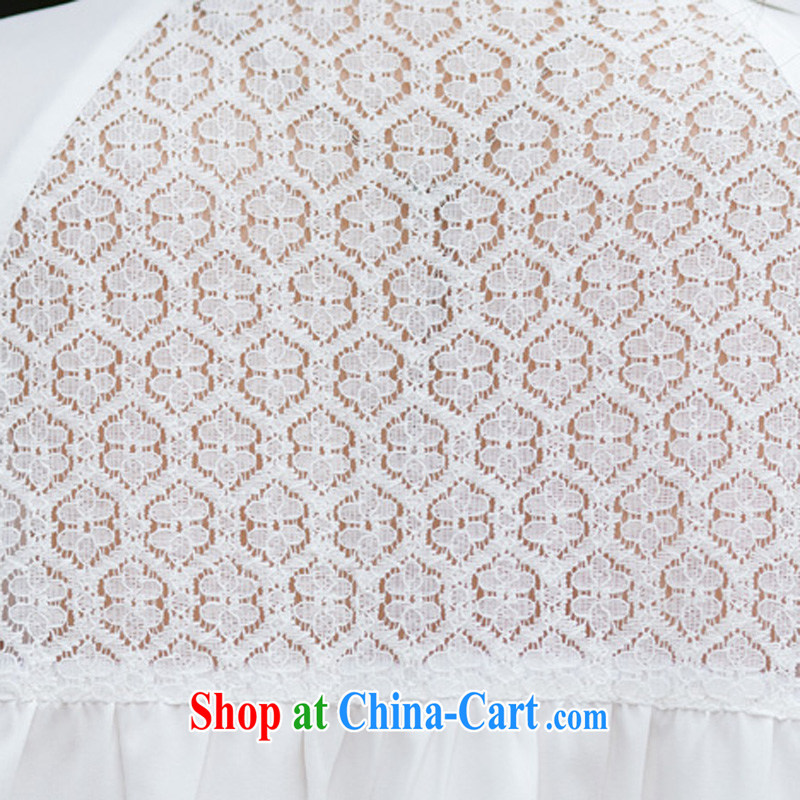 Sophie sponsors the ventricular hypertrophy, 2015 with new female occupational OL Solid Color lace stitching shirt snow woven shirts girls summer short-sleeved 2261 white 4XL, Sophie (ROULAN), and, on-line shopping
