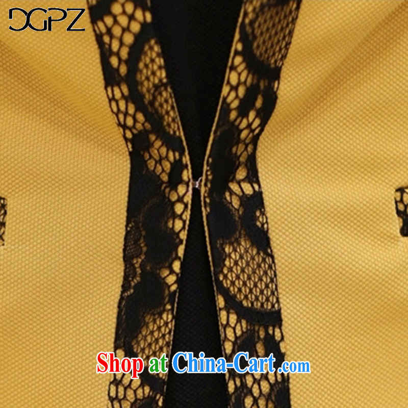 DGPZ larger female dress Kit 2015 summer new, skirt Kit V 620 yellow Kit 4 XL, DGPZ, shopping on the Internet