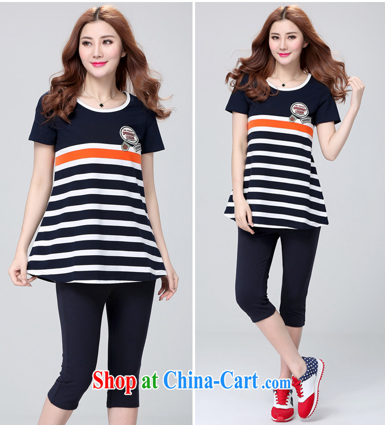 ZORMO Korean women mm thick and indeed increase, sport and leisure suite with striped short-sleeved shirt T female + 7 pants 2 piece royal blue 4 XL pictures, price, brand platters! Elections are good character, the national distribution, so why buy now enjoy more preferential! Health
