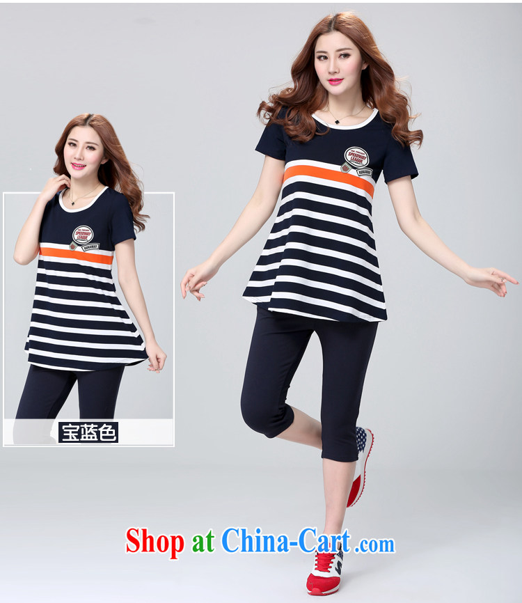ZORMO Korean women mm thick and indeed increase, sport and leisure suite with striped short-sleeved shirt T female + 7 pants 2 piece royal blue 4 XL pictures, price, brand platters! Elections are good character, the national distribution, so why buy now enjoy more preferential! Health