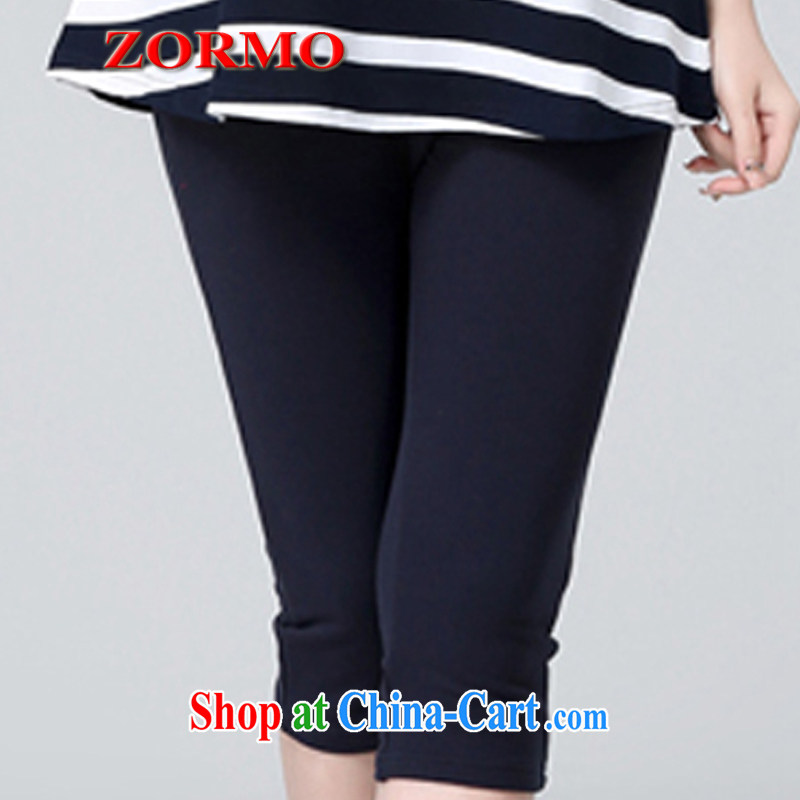 ZORMO Korean women mm thick and indeed increase, sport and leisure package stripes short-sleeved shirt T female + 7 pants 2 piece royal blue 4 XL, ZORMO, shopping on the Internet